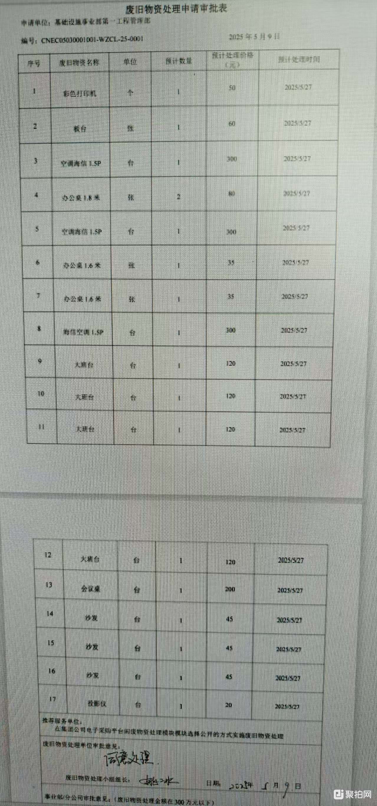 闲置物资一批
