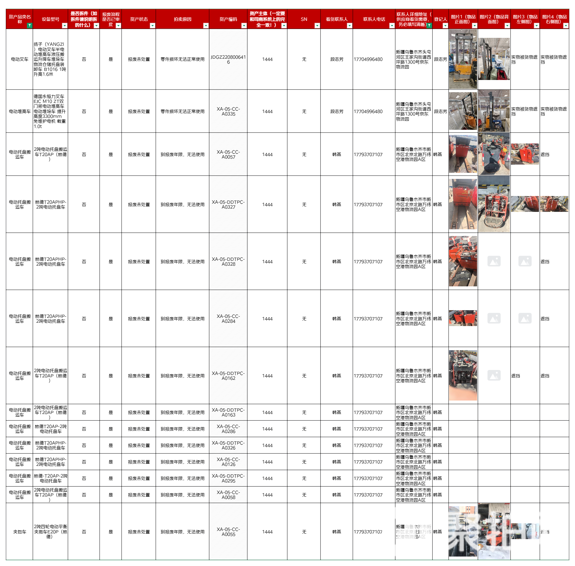 物流设备-新疆14台叉车1批